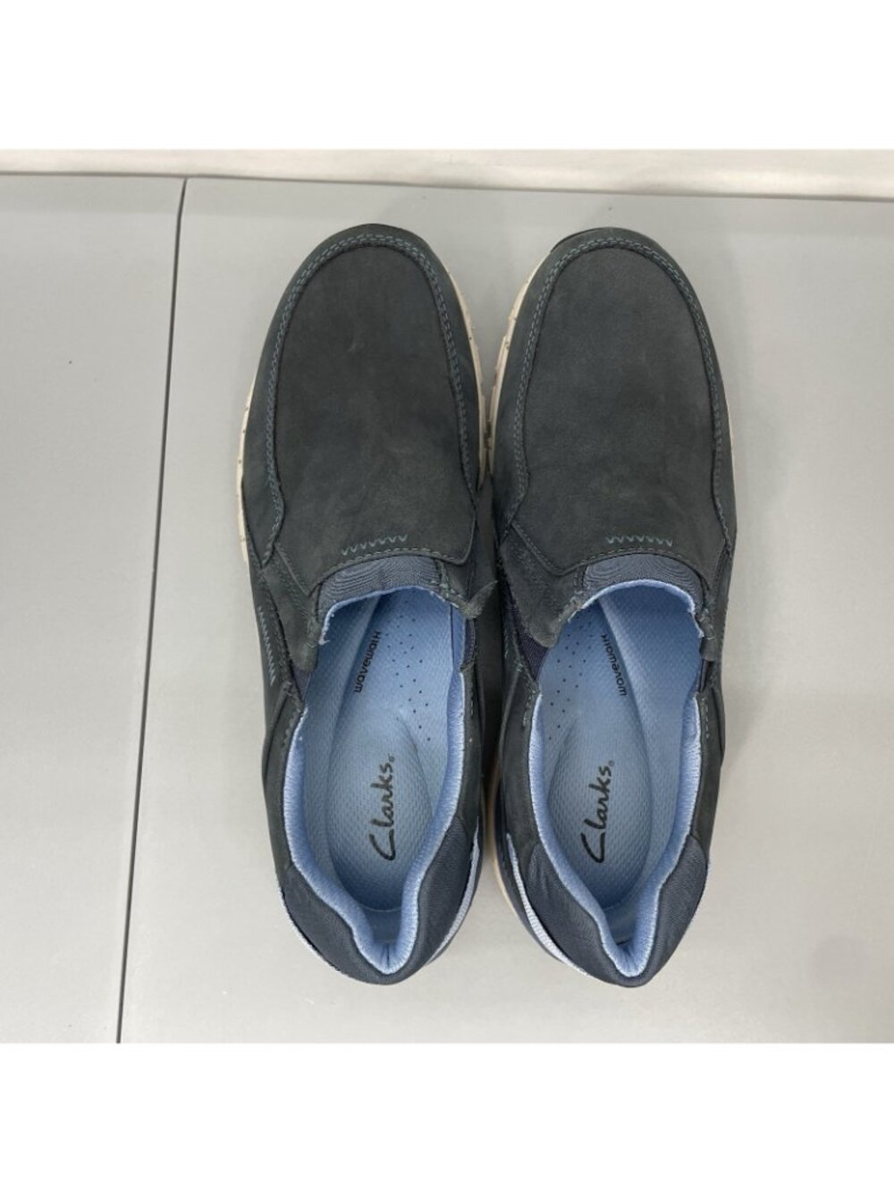 Clarks Wave Plateau Loafer Shoes Slip On Walking Waterproof Leather Blue Women 9 - Picture 9 of 13